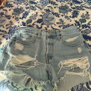 Levi's Light Blue Distressed Jean Shorts
